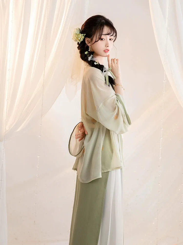 Song Dynasty | Casual Hanfu Summer Green Suit Skirt