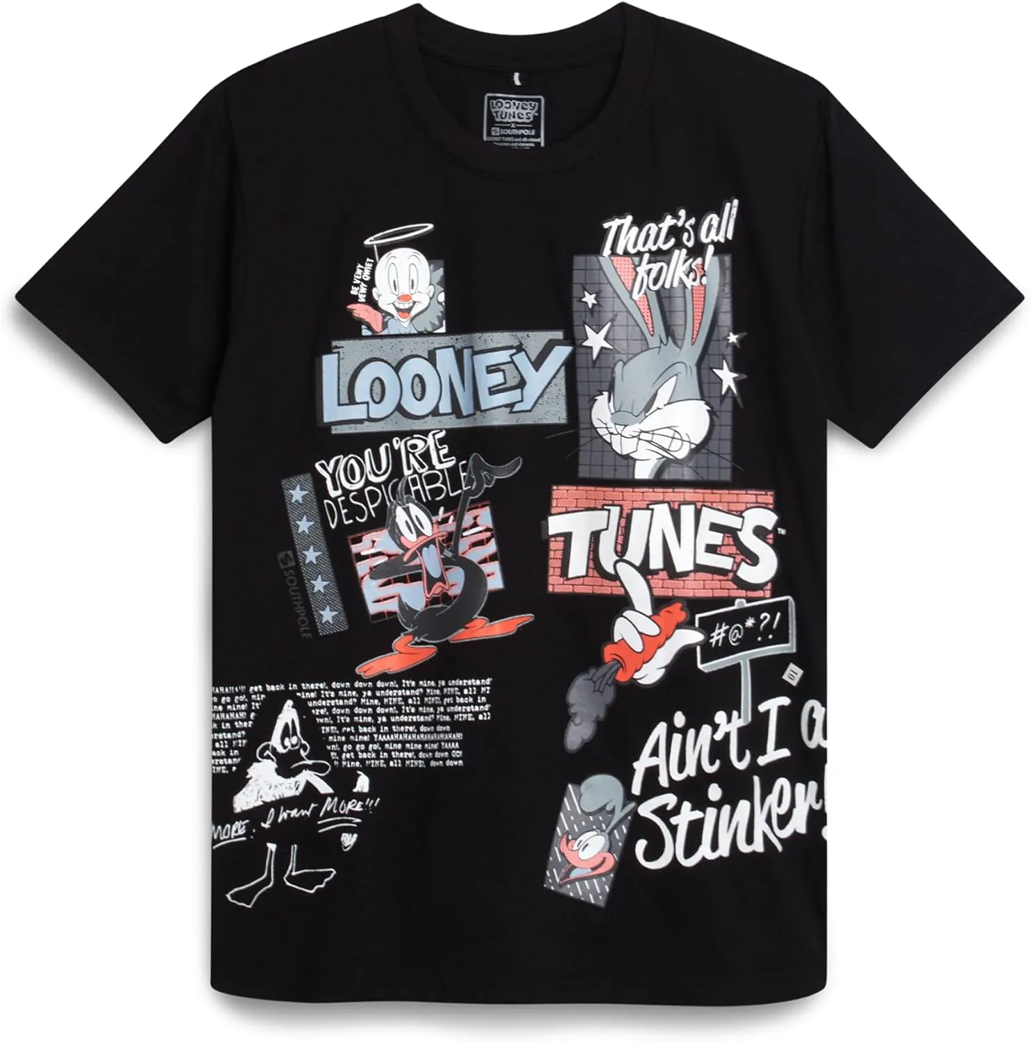 Southpole Boys' Graphic T-Shirts - Looney Tunes Bugs Bunny Tom and Jerry Crewneck Short Sleeve Graphic Tees (Sizes: 8-20)