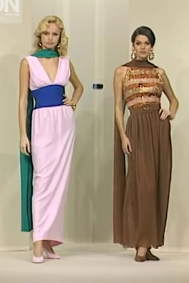S/S 1996 Givenchy Vintage Brown Silk Halter Dress w Sequins & Beads