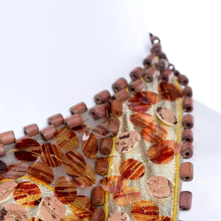 S/S 1996 Givenchy Vintage Brown Silk Halter Dress w Sequins & Beads