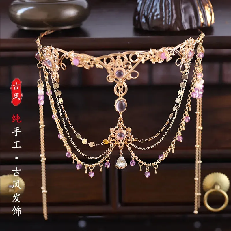 TAVIMART  -  Ancient Hanfu Hair Hoops Su Eyebrow Heart Drop Dunhuang Exotic Style Headwear Bride's Forehead Accessories Headpiece