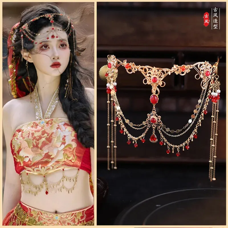 TAVIMART  -  Ancient Hanfu Hair Hoops Su Eyebrow Heart Drop Dunhuang Exotic Style Headwear Bride's Forehead Accessories Headpiece
