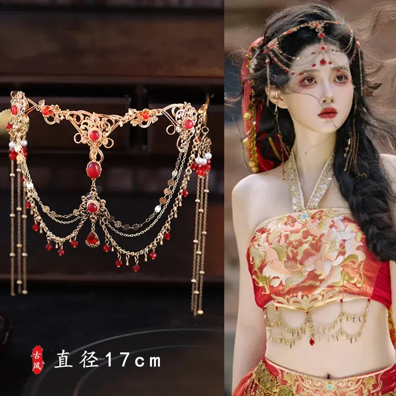 TAVIMART  -  Ancient Hanfu Hair Hoops Su Eyebrow Heart Drop Dunhuang Exotic Style Headwear Bride's Forehead Accessories Headpiece