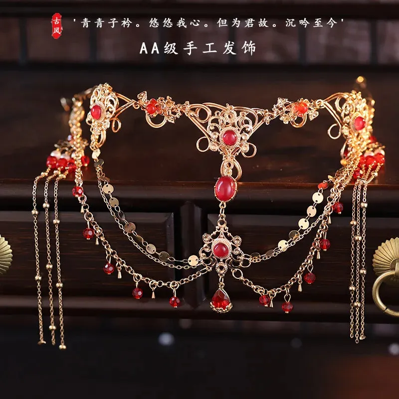 TAVIMART  -  Ancient Hanfu Hair Hoops Su Eyebrow Heart Drop Dunhuang Exotic Style Headwear Bride's Forehead Accessories Headpiece