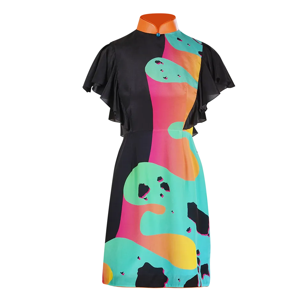 【TERRAZZO】100% Silk Cheongsam (Ruffle Sleeve)