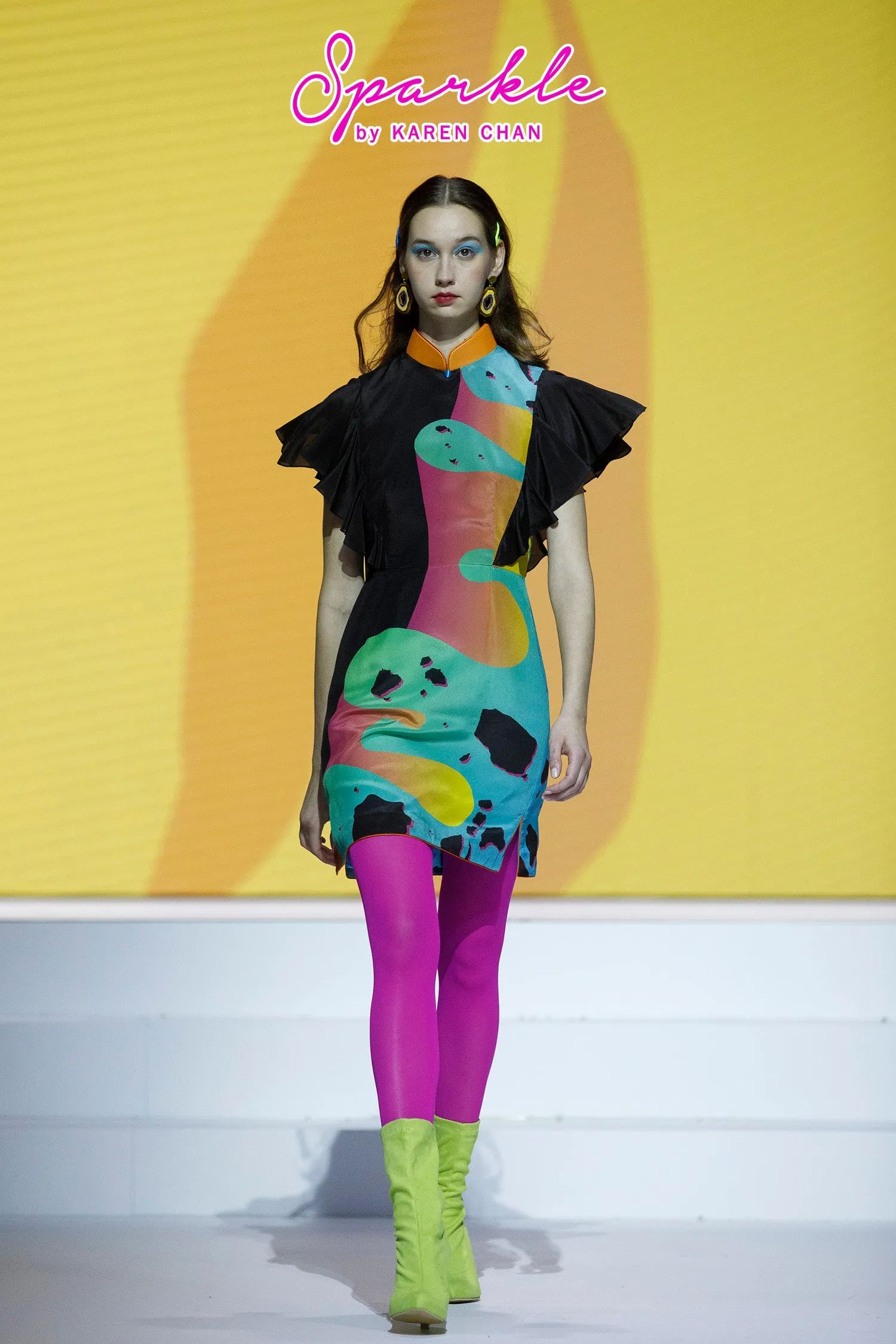 【TERRAZZO】100% Silk Cheongsam (Ruffle Sleeve)