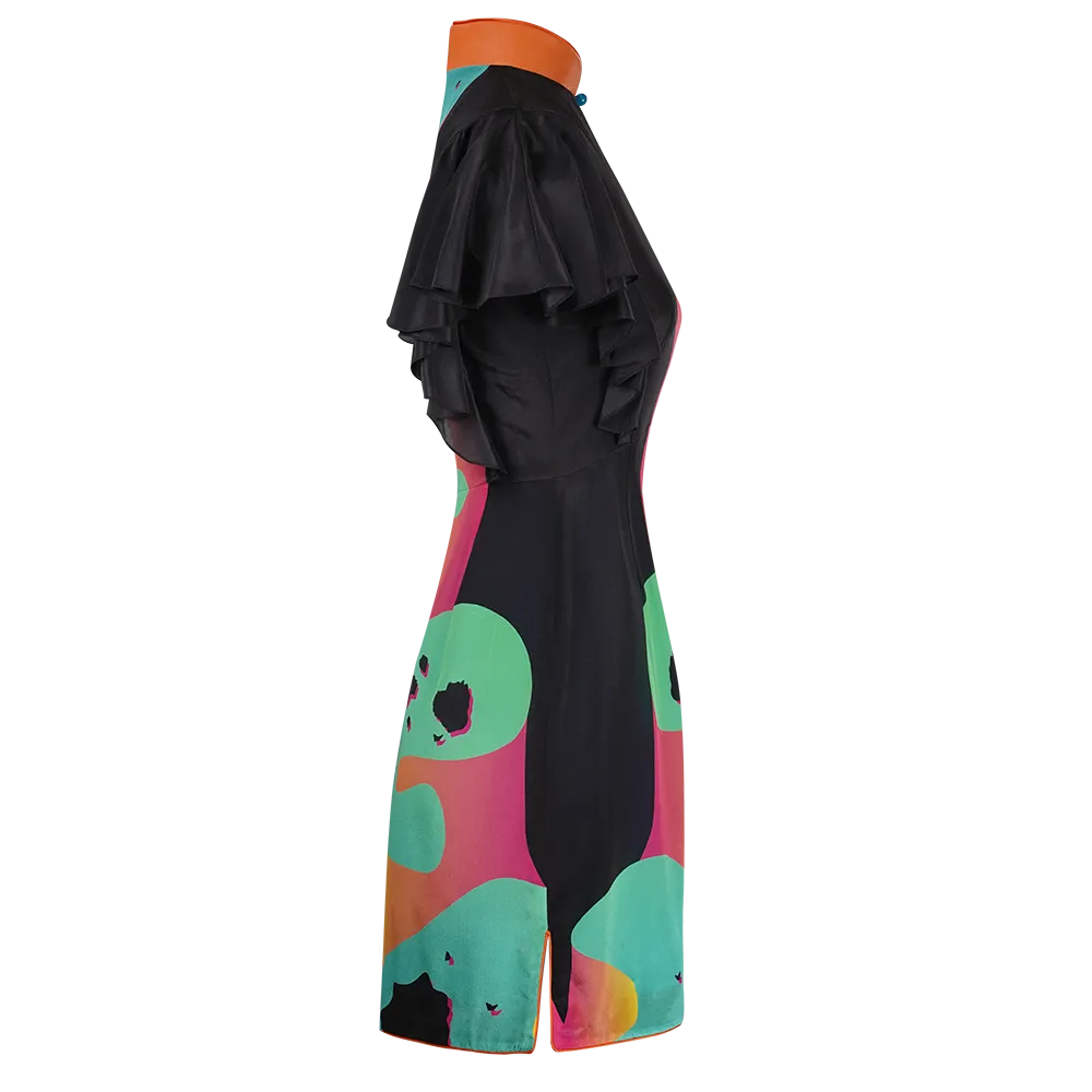【TERRAZZO】100% Silk Cheongsam (Ruffle Sleeve)