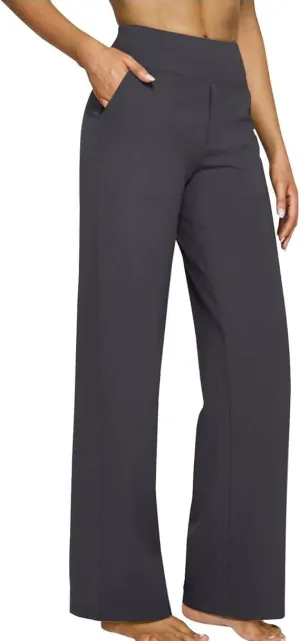 Vaultti Flex Trousers for Women,Yoga Pants with Pockets Business Casual Dress Pants High Waisted Straight Leg Pants