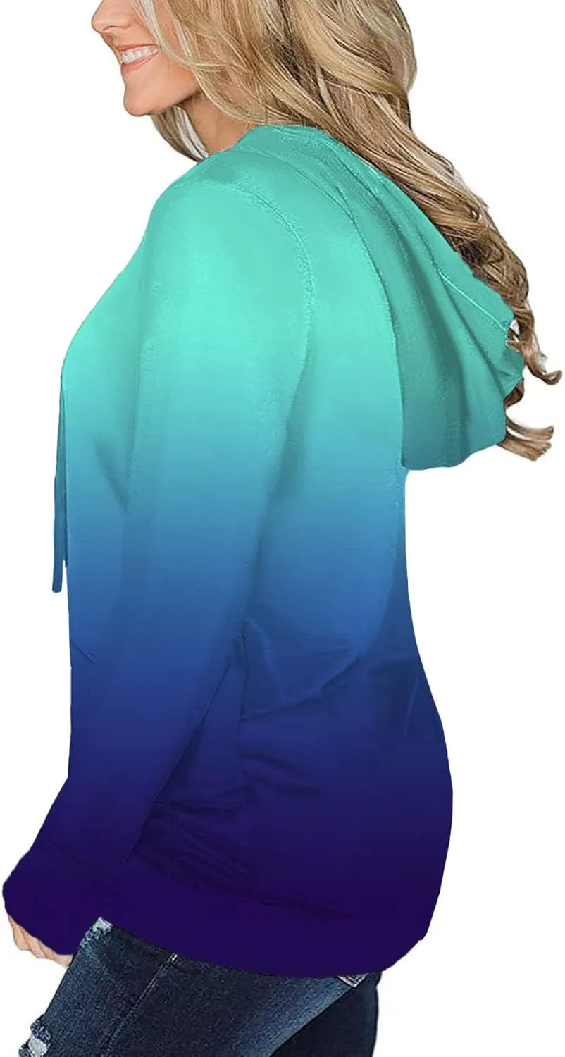VISLILY Women-Plus-Size-Hoodies-Sweatshirts Color Block Tops with Pockets XL-4XL