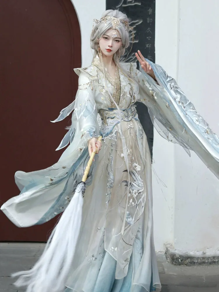 Wei and Jin | Embroidery Heavy Industry Fairy Hanfu White