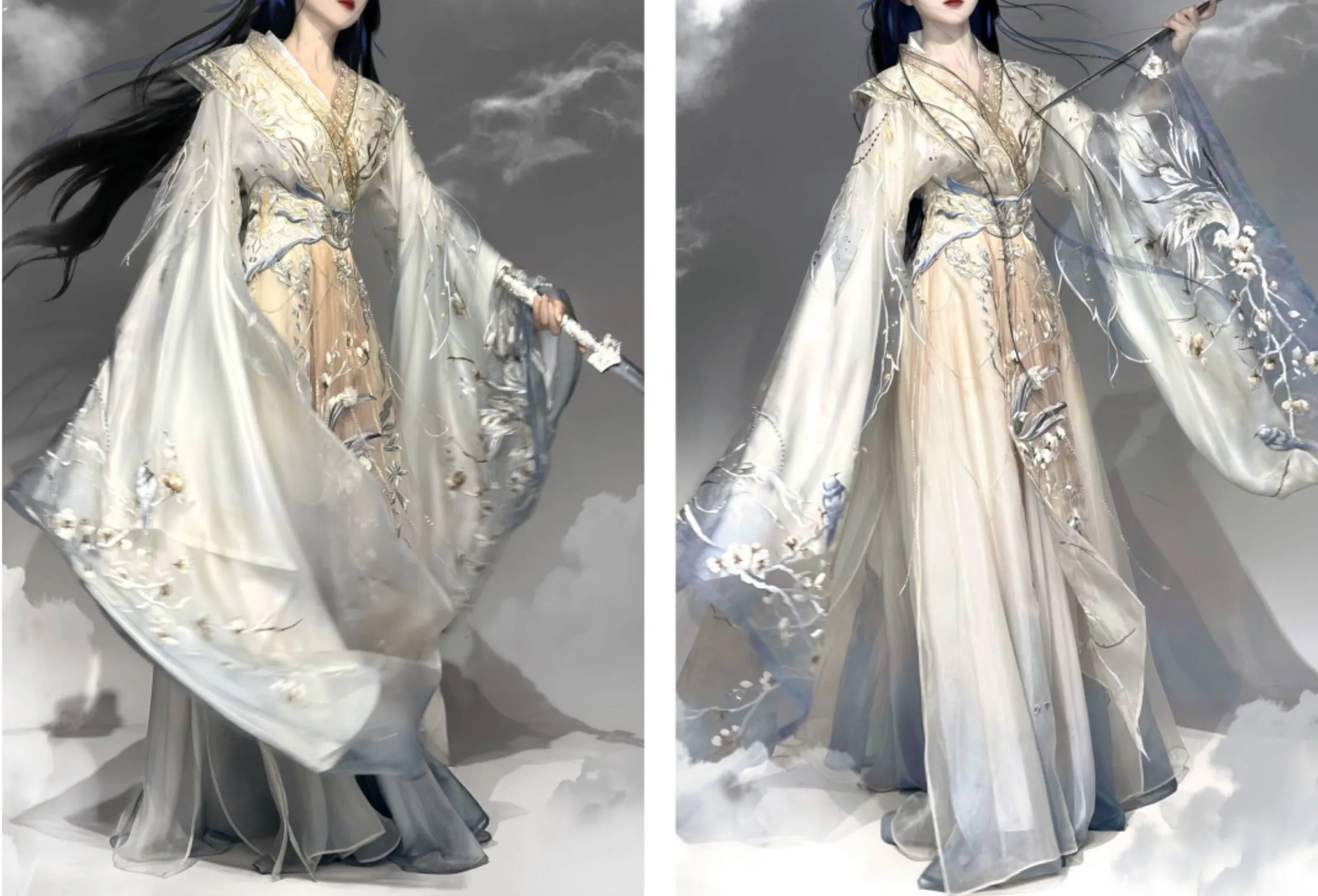 Wei and Jin | Embroidery Heavy Industry Fairy Hanfu White