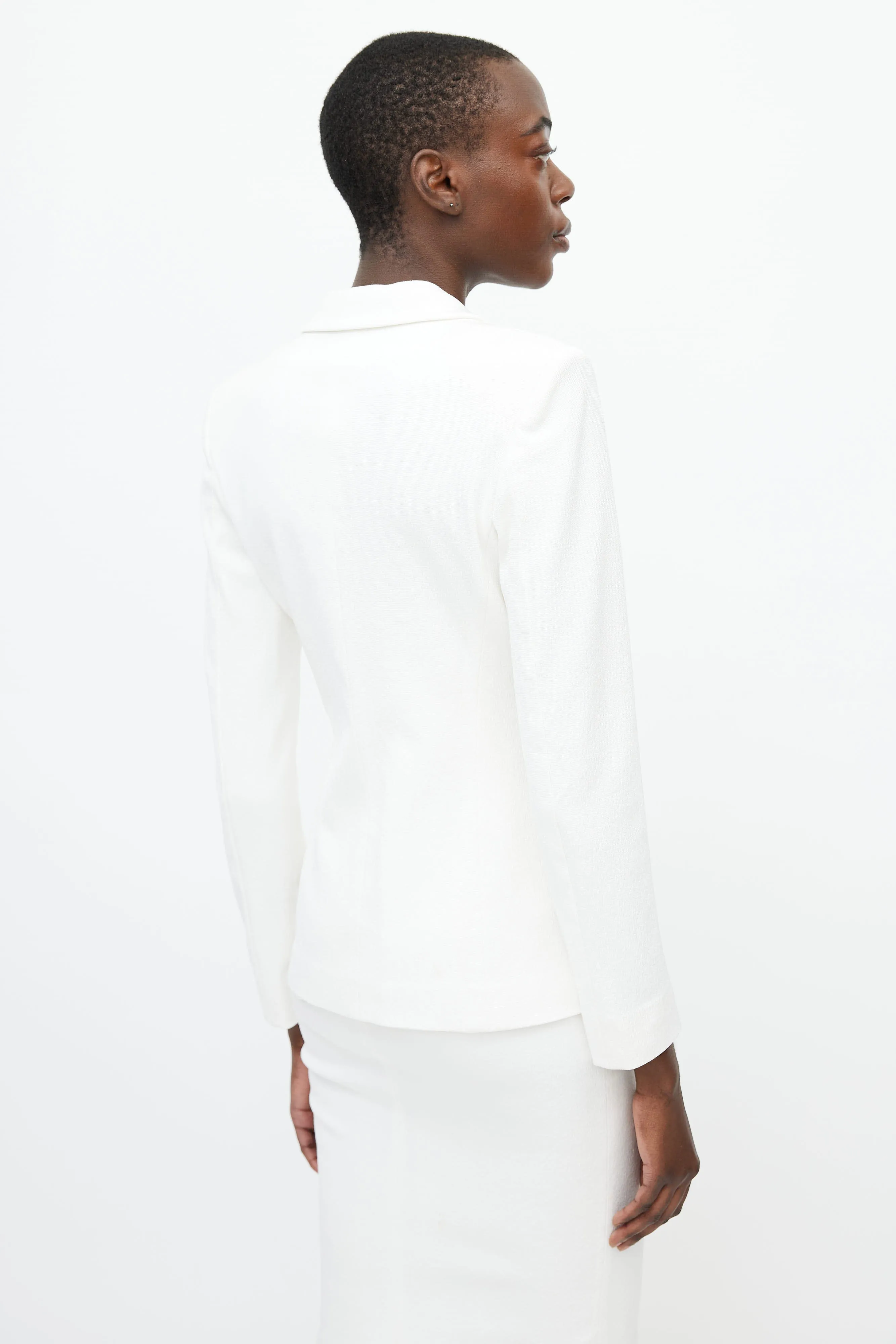 White Textured Woven Dress Suit