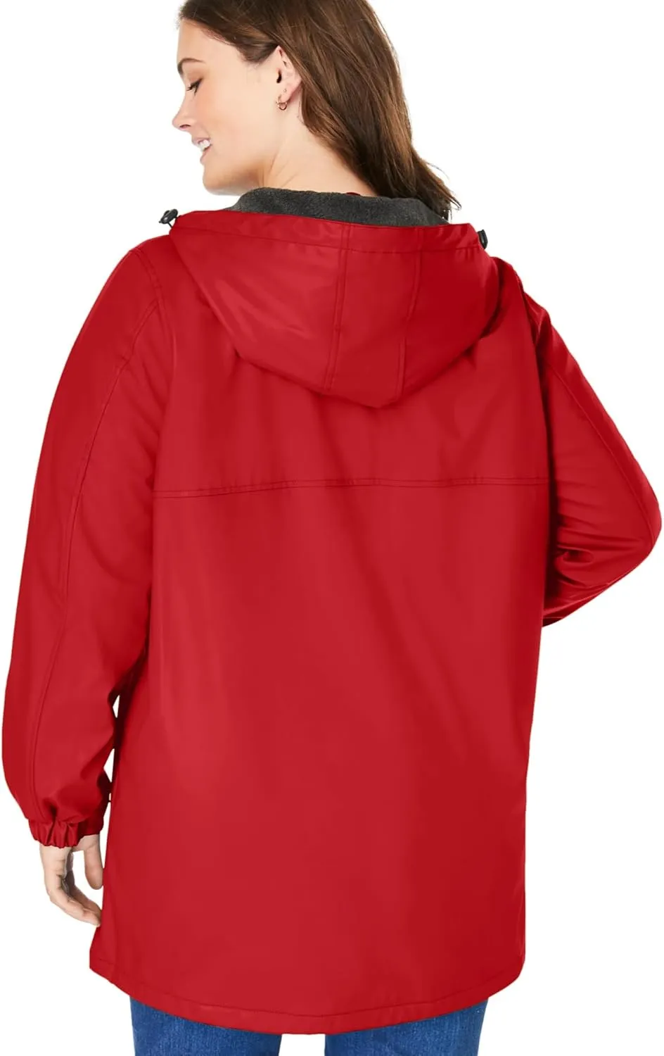 Woman Within Plus Size Hooded Slicker Raincoat