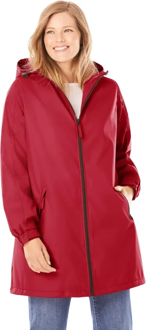 Woman Within Plus Size Hooded Slicker Raincoat