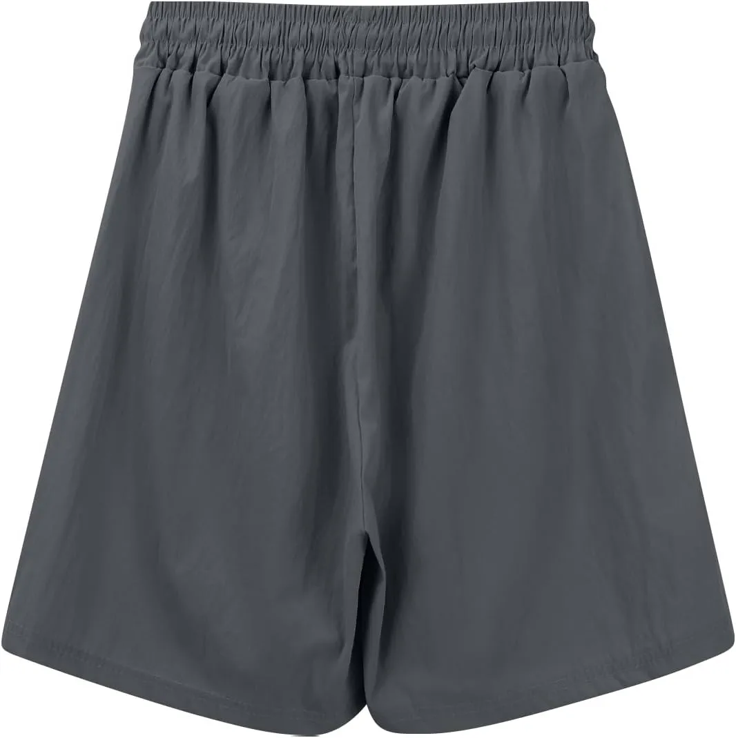 Womens Casual Short Elastic Drawstring Waist Wide Leg Trousers Loose Fit Summer Cozy Lounge Plus Size Shorts for Women