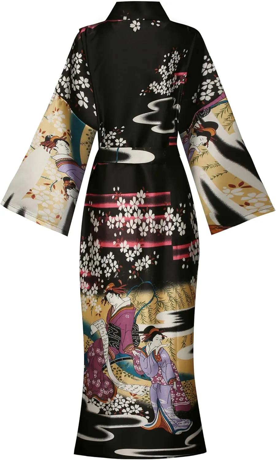 Women's Floral/Patterned Silky Kimono Robes Long Satin Bathrobes Sleepwear Loungewear