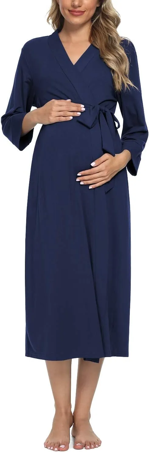 Xpenyo Women's Maternity Sleepwear,Labor/Delivery/Nursing/Hospital Nightgown Kimono Robes Long Pregnancy Loungewear
