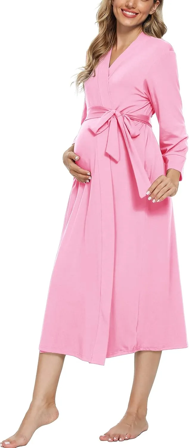 Xpenyo Women's Maternity Sleepwear,Labor/Delivery/Nursing/Hospital Nightgown Kimono Robes Long Pregnancy Loungewear