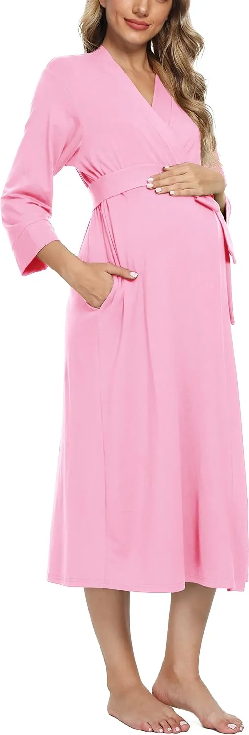 Xpenyo Women's Maternity Sleepwear,Labor/Delivery/Nursing/Hospital Nightgown Kimono Robes Long Pregnancy Loungewear