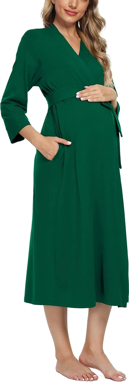 Xpenyo Women's Maternity Sleepwear,Labor/Delivery/Nursing/Hospital Nightgown Kimono Robes Long Pregnancy Loungewear
