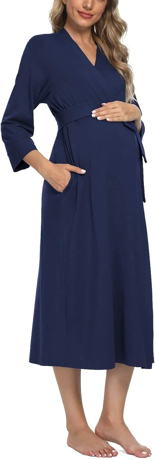 Xpenyo Women's Maternity Sleepwear,Labor/Delivery/Nursing/Hospital Nightgown Kimono Robes Long Pregnancy Loungewear