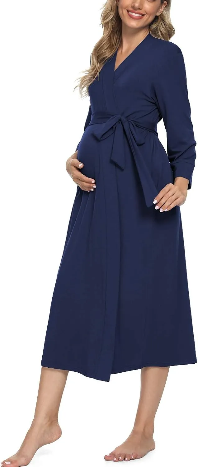 Xpenyo Women's Maternity Sleepwear,Labor/Delivery/Nursing/Hospital Nightgown Kimono Robes Long Pregnancy Loungewear