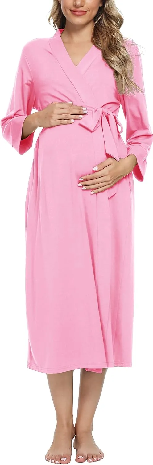 Xpenyo Women's Maternity Sleepwear,Labor/Delivery/Nursing/Hospital Nightgown Kimono Robes Long Pregnancy Loungewear
